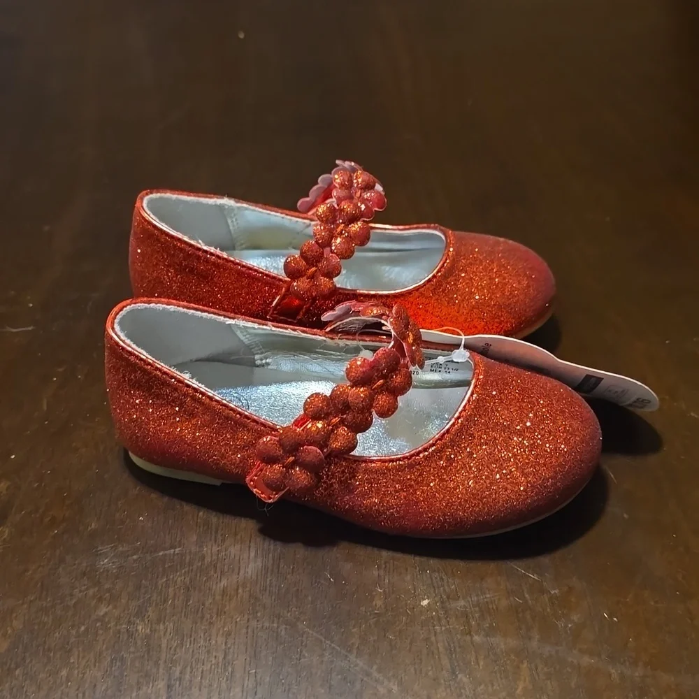Wonder Nation Red Glitter Dress Shoes for Girls- Size‎ 7